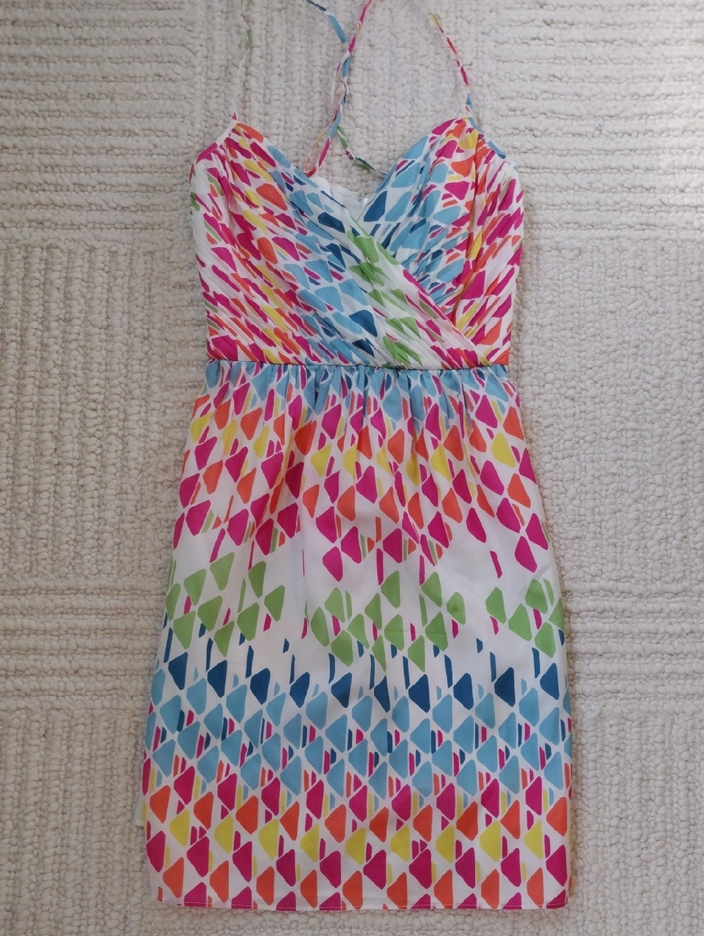 Shoshanna Multicolor Diamond-Print Sundress